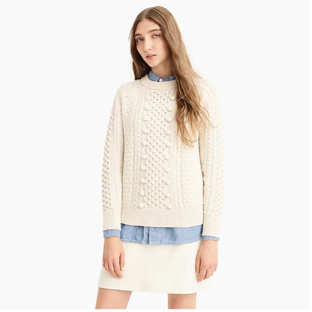 J.Crew Popcorn cable-knit sweater-K5311-berry/pink - Picture 4 of 8